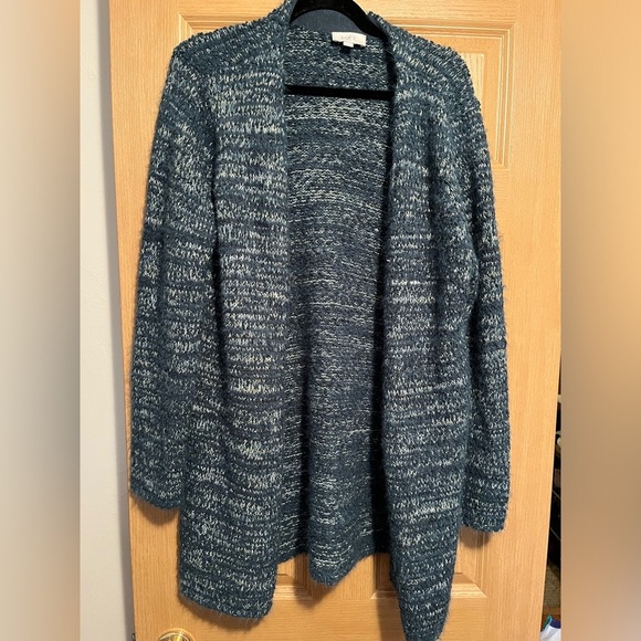 Loft Blue Marled Flecked Open Cardigan Sweater - Picture 3 of 10